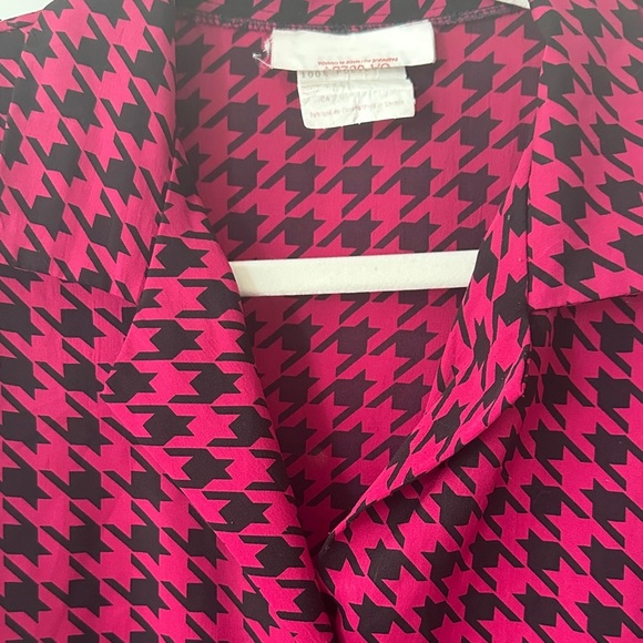 FAIR SET | Vintage Satin Houndstooth Women's Top - Picture 4 of 13